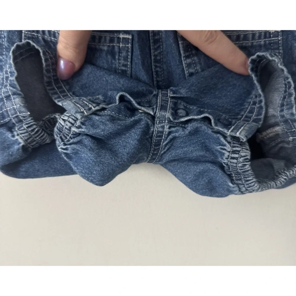 Vtg Y2K Disney Store Tigger Denim Overalls Shorts Sz 6 Months 100% Cotton Pooh